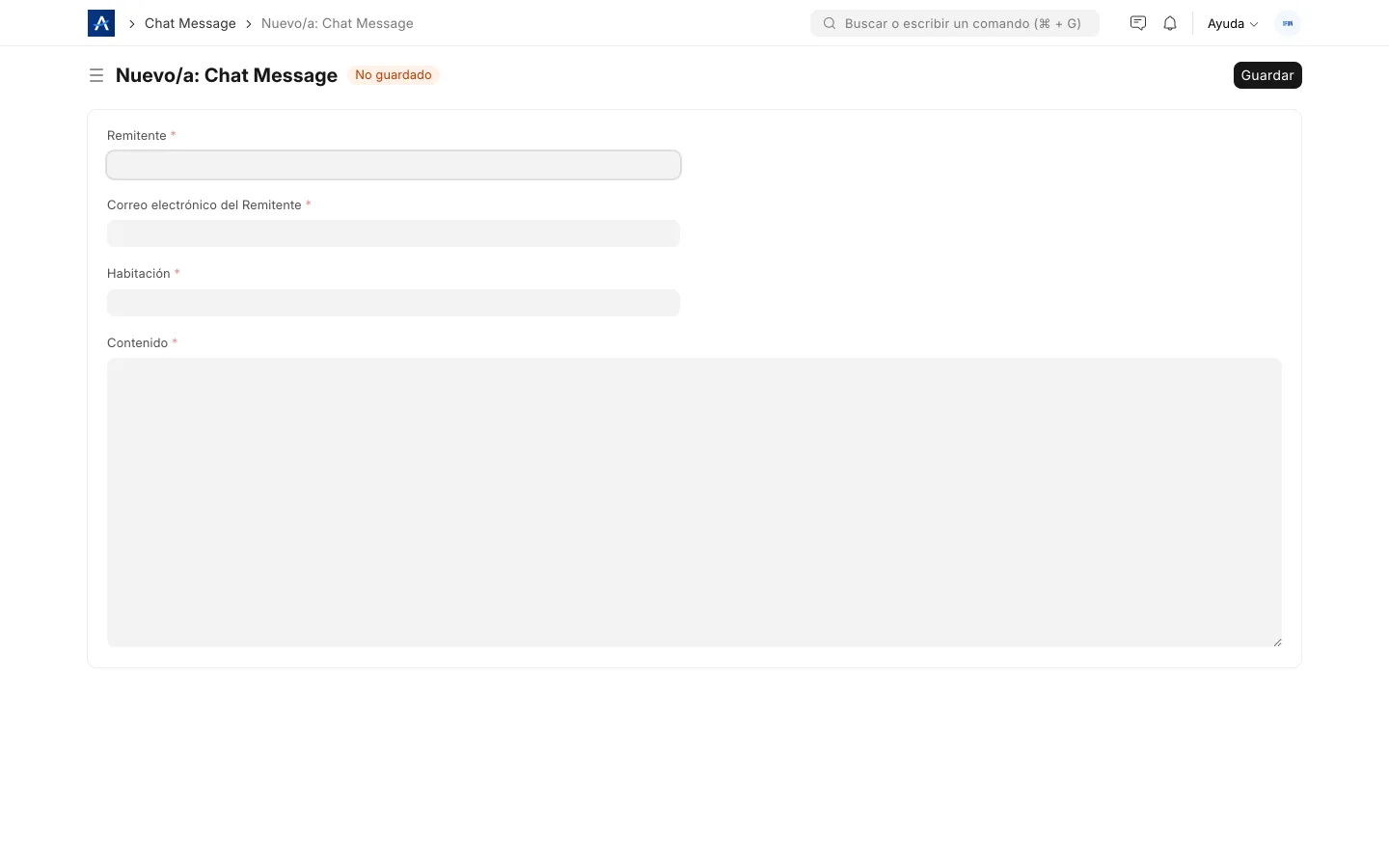 Mensaje de chat en SFUN con soporte para multimedia y archivos