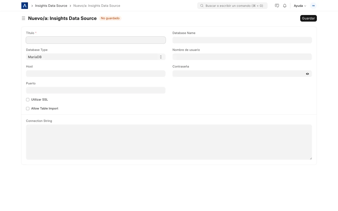 Fuente de datos de Insights en SFUN que unifica todos los datos del negocio