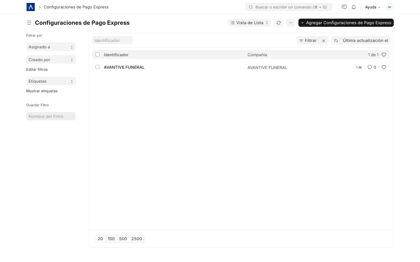 Configuración de pago express en SFUN para trazabilidad, conciliación y control