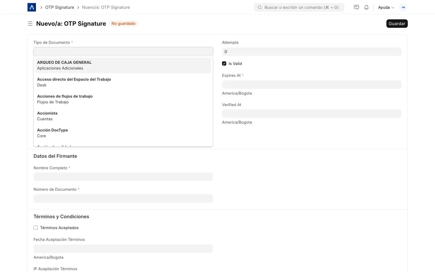 Verificación de identidad con firma OTP en SFUN antes de firmar