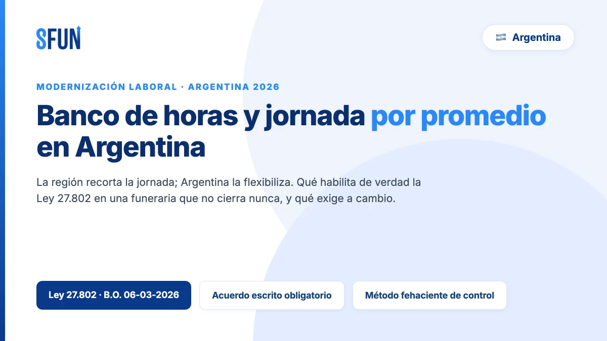 Banco de horas y jornada por promedio en Argentina: la Ley 27.802 aplicada al cuadrante 24/7 de un grupo funerario