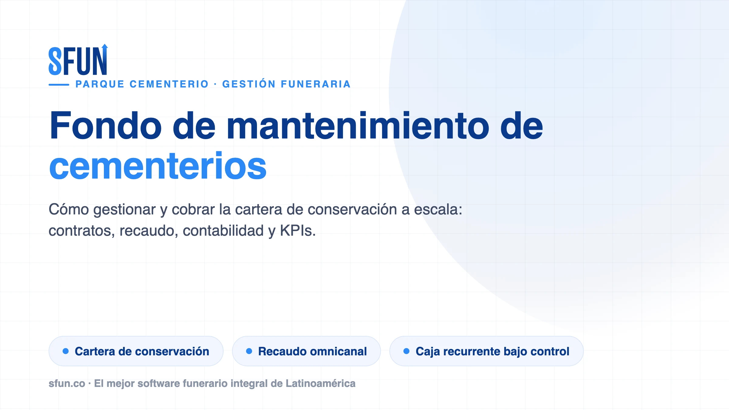 Gestión y cobro del fondo de mantenimiento de un cementerio a escala: contratos, cartera de conservación, recaudo omnicanal y contabilidad