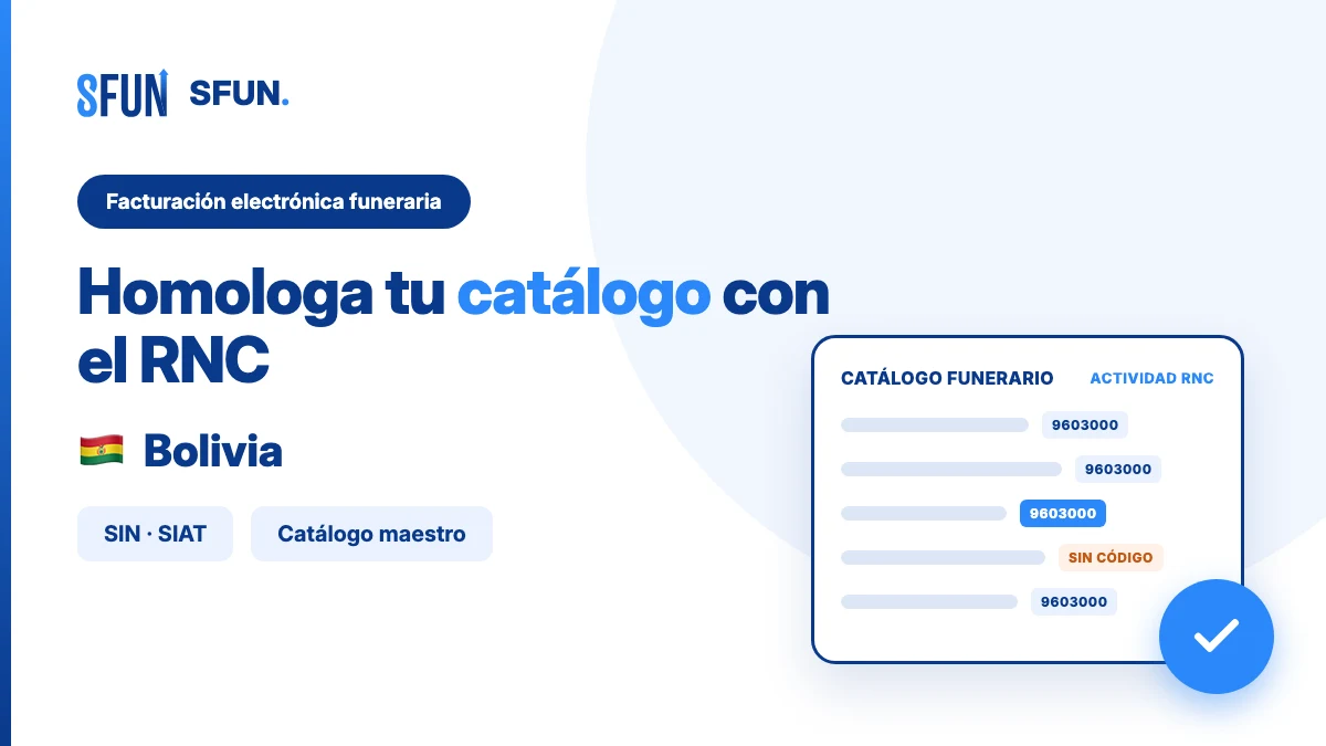 Homologación del catálogo de productos y servicios de una funeraria en Bolivia con las actividades económicas del Registro Nacional de Contribuyentes del SIN